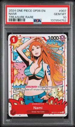 2024 ONE PIECE OP06-WINGS OF THE CAPTAIN TREASURE RARE #007 NAMI PSA 10 - Image 1