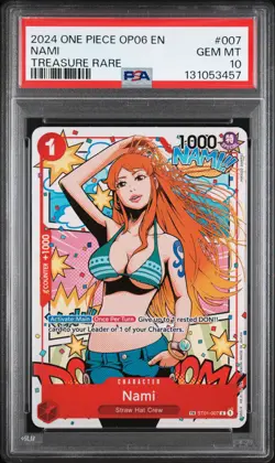 2024 ONE PIECE OP06-WINGS OF THE CAPTAIN TREASURE RARE #007 NAMI PSA 10 - Image 1
