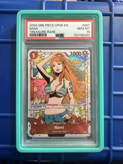 2024 ONE PIECE ST01 007 OP06 WINGS OF THE CAPTAIN NAMI TREASURE RARE PSA 10 - Image 1