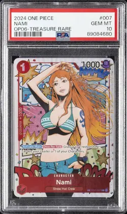 2024 ONE PIECE OP06-WINGS OF THE CAPTAIN TREASURE RARE #007 NAMI PSA 10 - Image 1