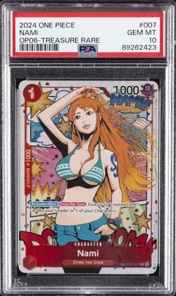 2024 ONE PIECE OP06-WINGS OF THE CAPTAIN TREASURE RARE #007 NAMI PSA 10 - Image 1