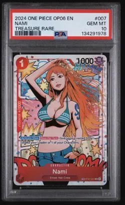 2024 ONE PIECE OP06-WINGS OF THE CAPTAIN TREASURE RARE #007 NAMI PSA 10 - Image 1