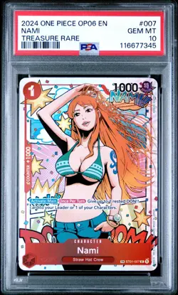 2024 ONE PIECE OP06-WINGS OF THE CAPTAIN TREASURE RARE #007 NAMI PSA 10 - Image 3