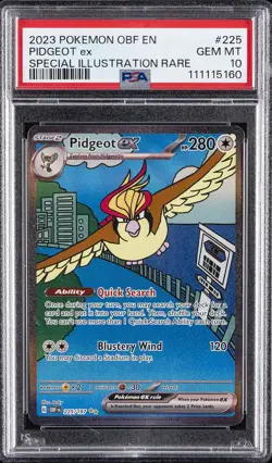 2023 POKEMON OBF EN-OBSIDIAN FLAMES SPECIAL ILLUSTRATION RARE PIDGEOT EX PSA 10 - Image 1