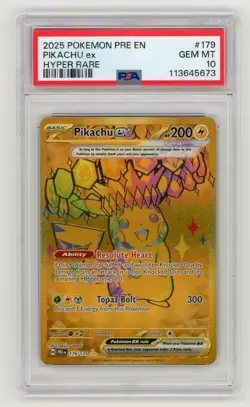 PIKACHU EX PSA 10 2025 POKEMON PRISMATIC EVOLUTIONS PRE EN #179/131 HYPER RARE - Image 1