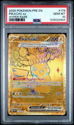 2025 POKEMON PRE EN-PRISMATIC EVOLUTIONS HYPER RARE #179 PIKACHU EX PSA 10 - Image 1