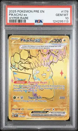 2025 POKEMON PRE EN-PRISMATIC EVOLUTIONS HYPER RARE #179 PIKACHU EX PSA 10 - Image 1