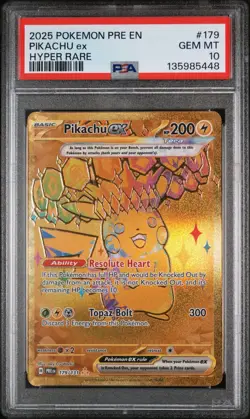 2025 POKEMON PRE EN-PRISMATIC EVOLUTIONS HYPER RARE #179 PIKACHU EX PSA 10 - Image 1