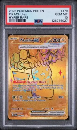 2025 POKEMON PRE EN-PRISMATIC EVOLUTIONS HYPER RARE #179 PIKACHU EX PSA 10 (Q027 - Image 1