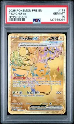 2025 POKEMON PRE EN-PRISMATIC EVOLUTIONS HYPER RARE #179 PIKACHU EX PSA 10 - Image 1