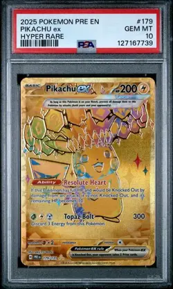 2025 POKEMON PRE EN-PRISMATIC EVOLUTIONS #179 PIKACHU ex HYPER RARE PSA 10 (Q39 - Image 1