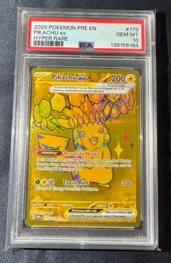 2025 POKEMON PRE EN-PRISMATIC EVOLUTIONS HYPER RARE #179 PIKACHU EX PSA 10 - Image 1