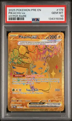 2025 POKEMON PRE EN-PRISMATIC EVOLUTIONS HYPER RARE #179 PIKACHU EX PSA 10 - Image 1