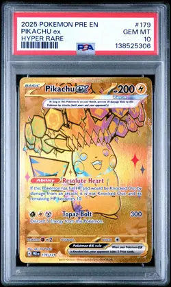 2025 POKEMON PRE EN-PRISMATIC EVOLUTIONS HYPER RARE #179 PIKACHU EX PSA 10 - Image 1