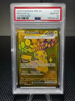 2025 POKEMON PRE EN-PRISMATIC EVOLUTIONS HYPER RARE #179 PIKACHU EX PSA 10 - Image 1