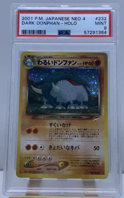 PSA 9 2001 POKEMON JPN NEO 4 #232 DARK DONPHAN-HOLO - Image 1