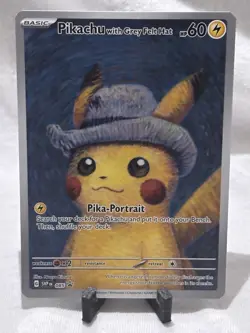 Pikachu with Grey Felt Hat Pokemon Van Gogh SVP EN-SV 085 DAMAGED (SCRATCHED) - Image 1