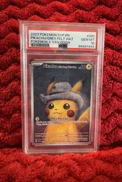 2023 POKEMON SVP EN-SV POKEMON X VAN GOGH #085 PIKACHU WITH GREY FELT HAT PSA 10 - Image 1