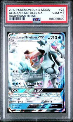 2017 Pokemon Guardians Rising # 22 Alolan Ninetales GX PSA 10 Card GEM MINT! - Image 1