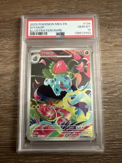 Pokemon TCG Illustration Rare Ivysaur Card 134/132 Mega Evolution PSA 10 Gem MT - Image 1