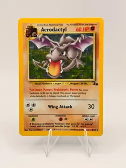 Pokemon Fossil Aerodactyl 1/62 Unlimited Holographic Rare Pokemon TCG MP - Image 1