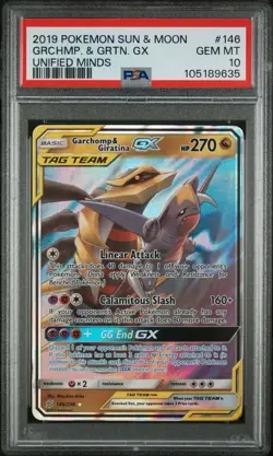 Pokemon 2019 Garchomp & Giratina GX 146/236 Unified Minds Ultra Rare Holo PSA 10 - Image 1