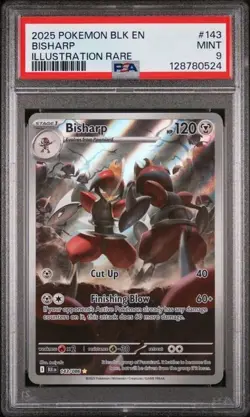 2025 POKEMON BLK EN-BLACK BOLT #143 BISHARP ILLUSTRATION RARE PSA 9 - Image 3