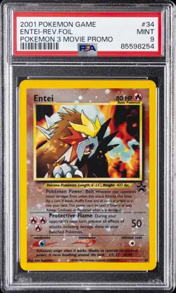 2001 POKEMON GAME MOVIE POKEMON 3 MOVIE PROMO #34 ENTEI-REVERSE FOIL PSA 9 - Image 1