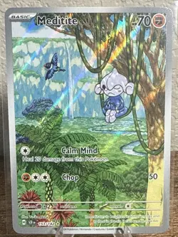 Meditite 153/142 SV07: Stellar Crown Illustration Rare NM / Mint Pokemon TCG - Image 1