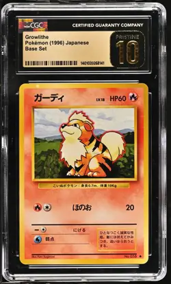 CGC Pristine 10 Growlithe #058 Japanese Base Set 1996 Pokemon - Image 1
