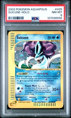 2003 POKEMON AQUAPOLIS #H25 SUICUNE-HOLO PSA 8 - Image 1