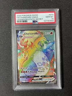 2020 Pokemon SWSH FA Charizard Vmax 074/073 Champion's Path Secret PSA 10 - Image 1