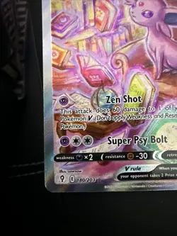 Espeon V Alt Art 180/203 Alternative Art Pokemon Evolving Skies M/NM+ Fresh Pull - Image 3