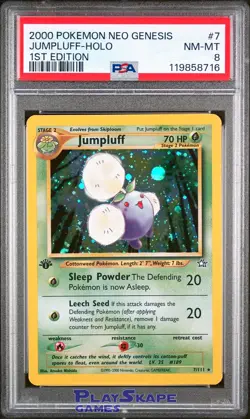 Pokemon Card PSA 8 Jumpluff 7/111 Neo Genesis 1st Edition Holo Vintage Rare 2000 - Image 1