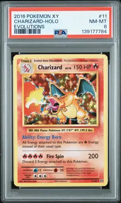 2016 POKEMON XY EVOLUTIONS #11 CHARIZARD-HOLO PSA 8 - Image 1