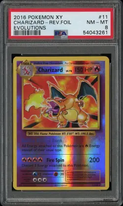 2016 Pokemon XY Charizard, Evolutions - Reverse Holo #11 PSA 8 -Tracked Shipping - Image 3
