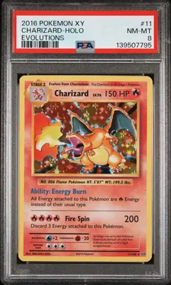 2016 POKEMON XY EVOLUTIONS #11 CHARIZARD-HOLO PSA 8 - Image 1