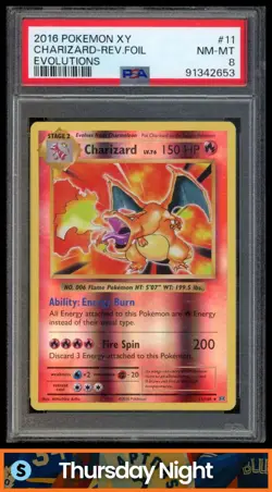 2016 POKEMON XY EVOLUTIONS #11/108 CHARIZARD REVERSE HOLO PSA 8 - Image 1