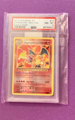 2016 POKEMON XY EVOLUTIONS # 11 CHARIZARD - REV HOLO EVOLUTIONS PSA 8 NM - MT - Image 1