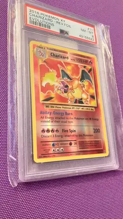 2016 POKEMON XY EVOLUTIONS # 11 CHARIZARD - REV HOLO EVOLUTIONS PSA 8 NM - MT - Image 3