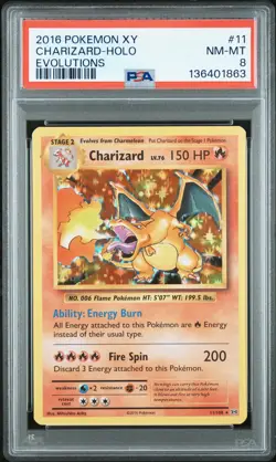 2016 POKEMON XY EVOLUTIONS #11 CHARIZARD-HOLO PSA 8 - Image 1