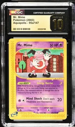 Pokemon Mr. Mime (2003) Aquapolis 95a/147 CGC PRISTINE 10 - Image 1