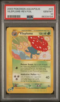 2003 POKEMON AQUAPOLIS #43 VILEPLUME-REV.FOIL PSA 10 - Image 1