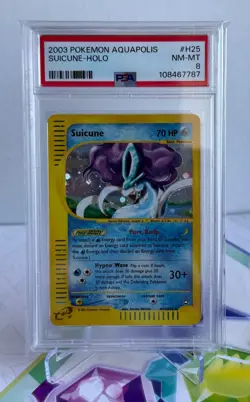 2003 Pokemon TCG Suicune H25/H32 Aquapolis Holo Rare Graded PSA 8 wotc vintage - Image 1