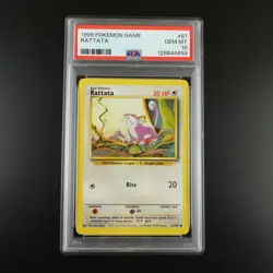 PSA 10 Rattata 61/102 Pokemon Base Set 1999 Non Holo Graded Card - Image 1