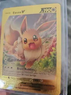 Eevee V Gold Foil Fan Art Vinyl Textured Collector Pokemon Card - Image 4