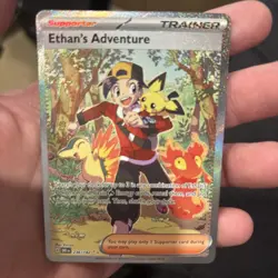 Pokemon TCG Destined Rivals Ethan's Adventure Full Art Trainer Card 236/182 SIR - Image 1