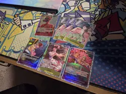 One Piece TCG SR lot, 136 cards plus ST-10 deckbox - Image 5