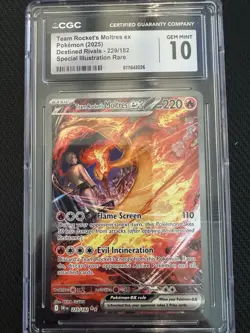 Pokemon TCG Destined Rivals Team Rockets Moltres EX 229 SIR CGC Gem Mint 10 - Image 1