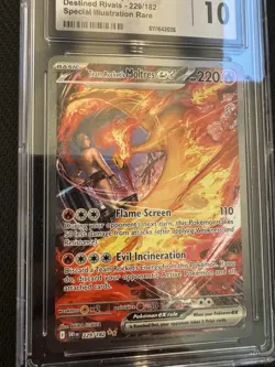 Pokemon TCG Destined Rivals Team Rockets Moltres EX 229 SIR CGC Gem Mint 10 - Image 2